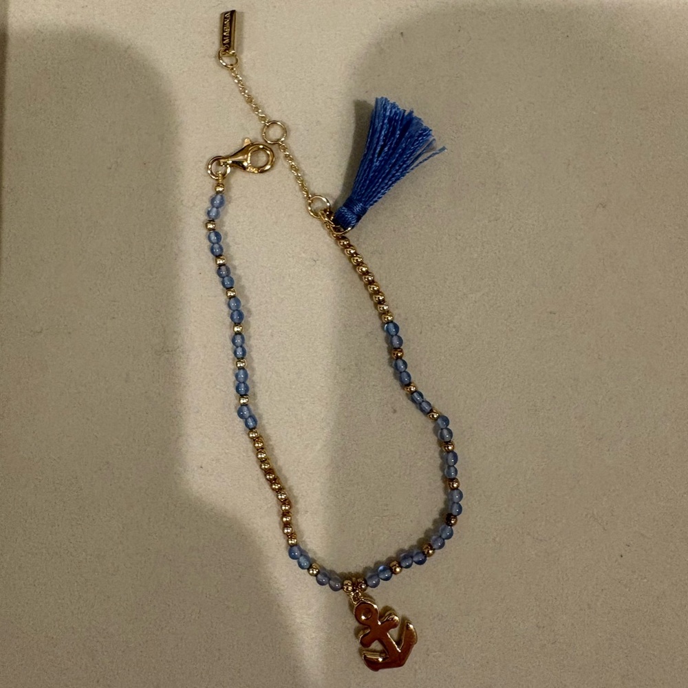 Gold and Blue Anchor Bracelet